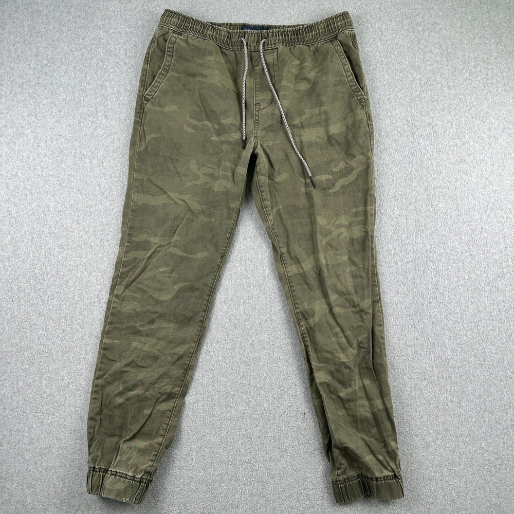 Aeropostale Jogger Men S Green Camo Cotton Twill Elastic Waist Drawstring Pants